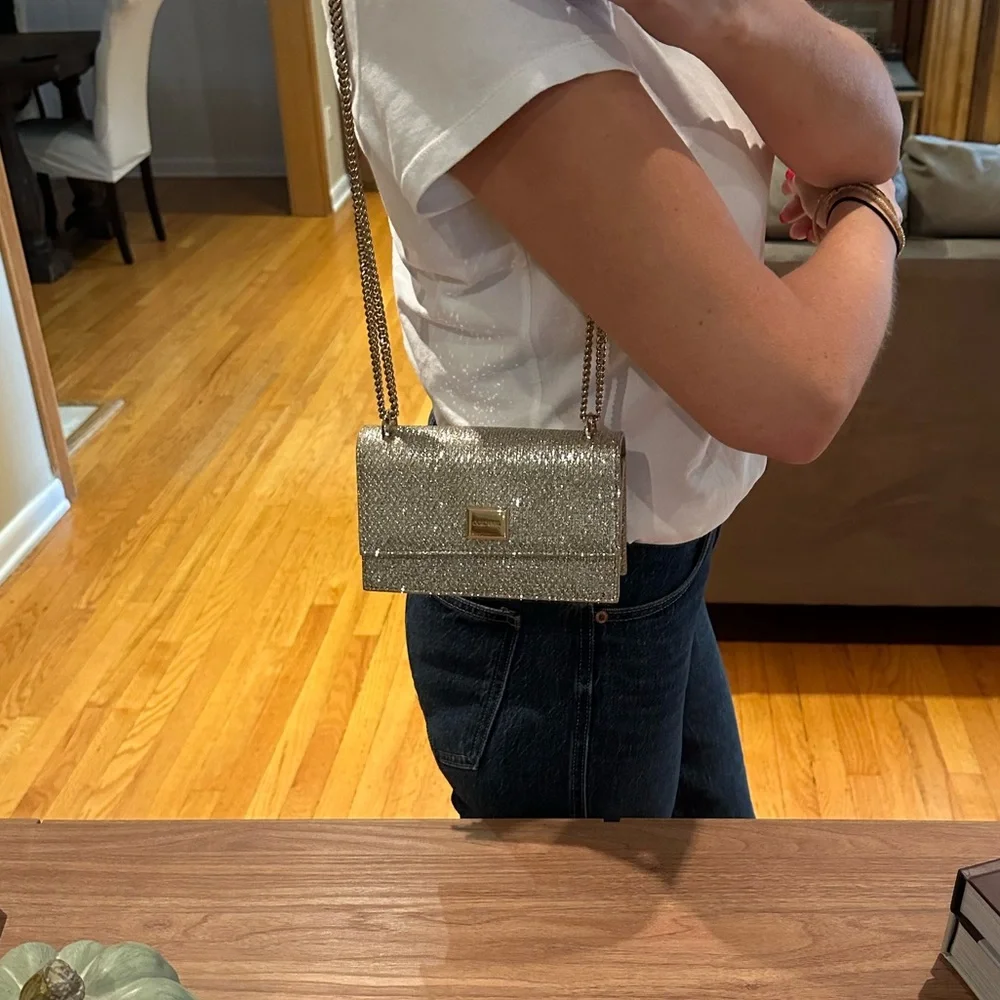 Jimmy Choo Gold Glitter Chain Shoulder Clutch